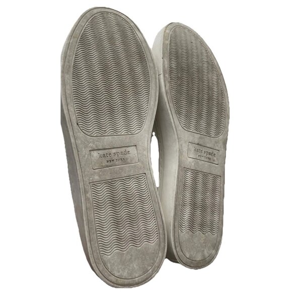 KATE SPADE Angelise White Gold Leather Lace Up Low Top Sneakers Size 8B - Picture 6 of 16